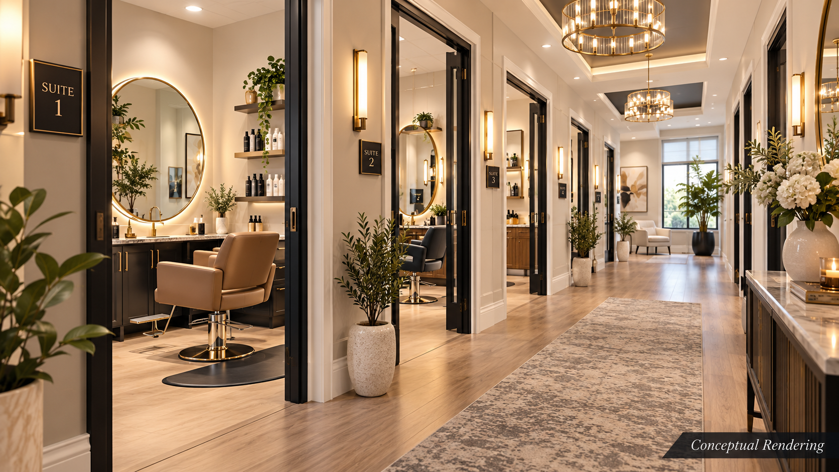 Stylized image of salon suite interiors